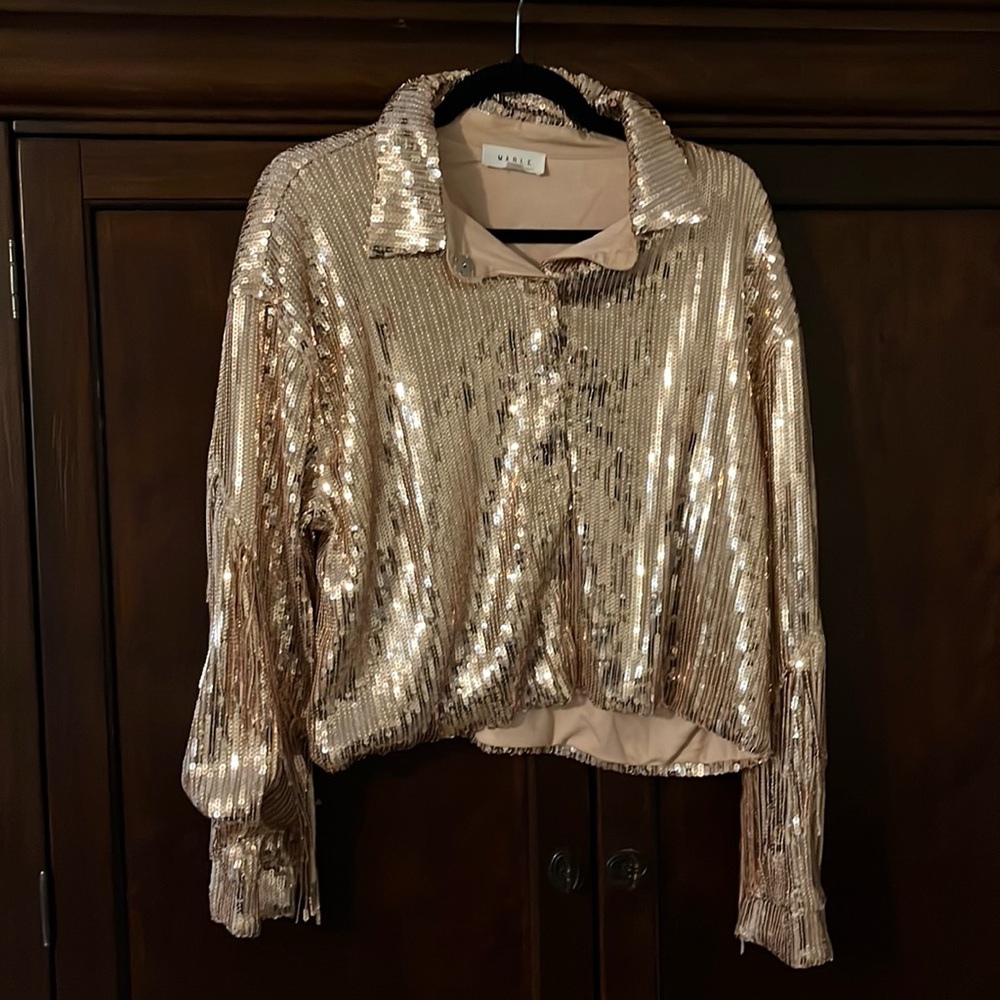 Gold Sequin Fringe Jacket